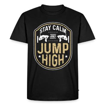 Saut en hauteur Restez calme et sautez haut saut à la perche - T-shirt Premium bio Homme - noir - Devant - Nico (187cm)