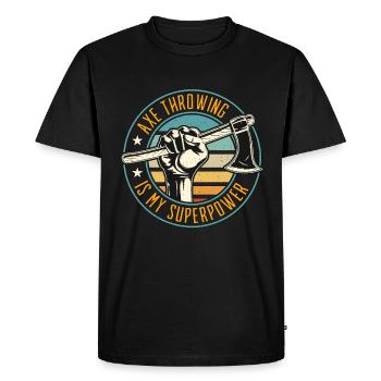 Axe Throwing Is My Superpower Double Ax Woodworker - Men's Premium Organic T-Shirt - black - Front - Nico (187cm)