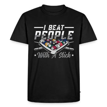 Cue Sports I Beat People With Billiard Pool Player - Men's Premium Organic T-Shirt - black - Front - Nico (187cm)