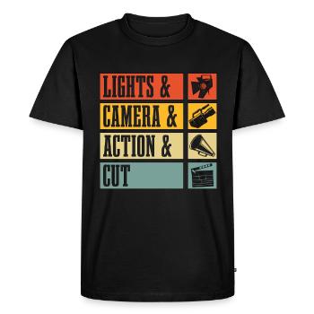 Réalisateur Lumières & Caméra & Film Rétro Film - T-shirt Premium bio Homme - noir - Devant - Nico (187cm)