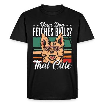 Dresseur d’animaux Votre chien va chercher des balles Retro Pet - T-shirt Premium bio Homme - noir - Devant - Nico (187cm)
