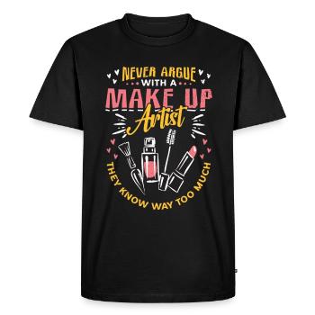 La maquilleuse ne se dispute jamais avec un cosmétologue - T-shirt Premium bio Homme - noir - Devant - Nico (187cm)