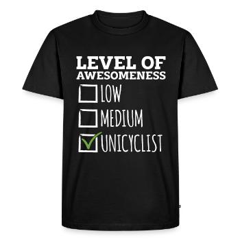 Unicycle Niveau De Génialité Vélo Unicycliste - T-shirt Premium bio Homme - noir - Devant - Nico (187cm)
