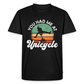 Unicycle Tu m’avais à Retro Unicycling Unicyclist - T-shirt Premium bio Homme - noir - Devant - Nico (187cm)