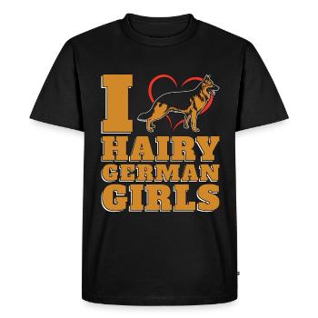 Berger allemand I Cœur Chiens militaires allemands poilus - T-shirt Premium bio Homme - noir - Devant - Nico (187cm)
