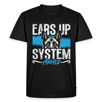 Berger allemand Ears Up System Chiens policiers armés - T-shirt Premium bio Homme - noir - Devant - Nico (187cm)