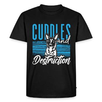 Chien de travail belge malinois Câlins & Destruction - T-shirt Premium bio Homme - noir - Devant - Nico (187cm)