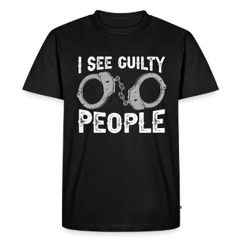 Agent de probation Je vois des gens coupables Gardien de prison - T-shirt Premium bio Homme - noir - Devant - Nico (187cm)