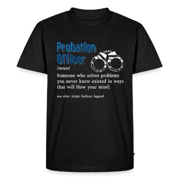 Agent de probation quelqu’un qui applique la loi - T-shirt Premium bio Homme - noir - Devant - Nico (187cm)