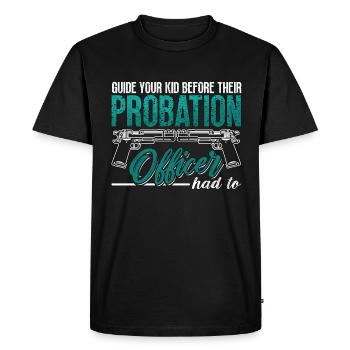 Un agent de probation guide votre enfant devant le shérif - T-shirt Premium bio Homme - noir - Devant - Nico (187cm)