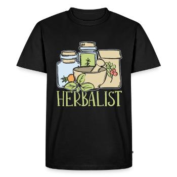 Herboristerie Herboristerie Guérison naturelle Médicinale Herbbe Médicinale - T-shirt Premium bio Homme - noir - Devant - Nico (187cm)