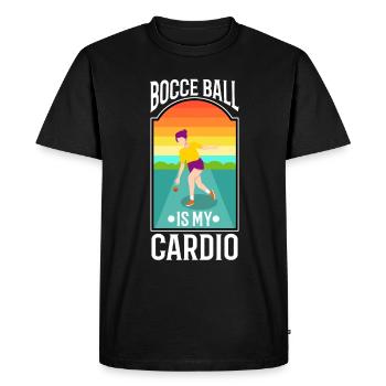 La pétanque est mon cardio - T-shirt Premium bio Homme - noir - Devant - Nico (187cm)