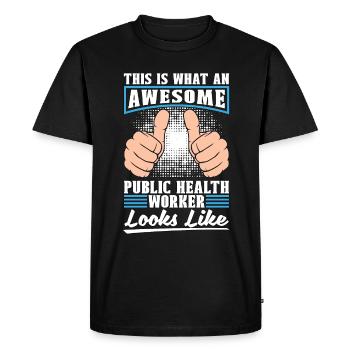 Travailleur de la santé publique Voici ce qu’une infirmière géniale - T-shirt Premium bio Homme - noir - Devant - Nico (187cm)