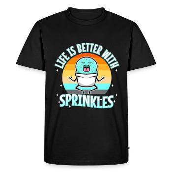 La vie est meilleure avec Sprinkles - T-shirt Premium bio Homme - noir - Devant - Nico (187cm)