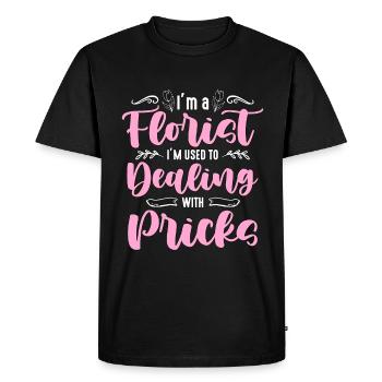 Je suis un fleuriste auquel je suis habitué Les fleuristes designers floraux - T-shirt Premium bio Homme - noir - Devant - Nico (187cm)