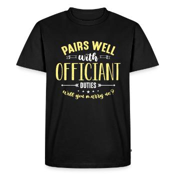 Officiant Pairs Well With Pastor Wedding Minister - Men's Premium Organic T-Shirt - black - Front - Nico (187cm)