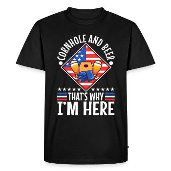 Cornhole and beer that's why im here - Men's Premium Organic T-Shirt - black - Front - Nico (187cm)
