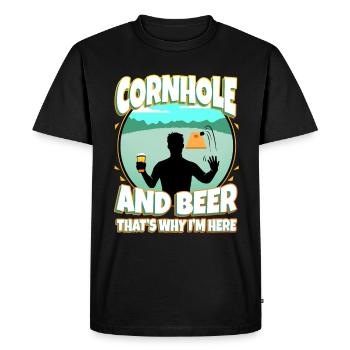 Cornhole and beer that's why im here - Men's Premium Organic T-Shirt - black - Front - Nico (187cm)