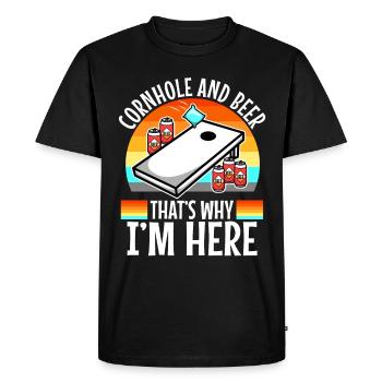 Cornhole and beer thats why im here - Men's Premium Organic T-Shirt - black - Front - Nico (187cm)