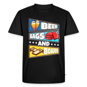 Cornhole - Sacs et planches à bière - T-shirt Premium bio Homme - noir - Devant - Nico (187cm)