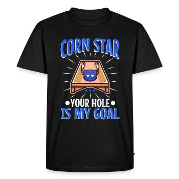 Corn star ton trou est mon objectif - T-shirt Premium bio Homme - noir - Devant - Nico (187cm)