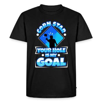 Corn star ton trou est mon objectif - T-shirt Premium bio Homme - noir - Devant - Nico (187cm)