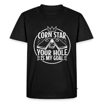 Corn star ton trou est mon objectif - T-shirt Premium bio Homme - noir - Devant - Nico (187cm)