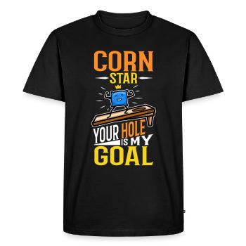 Corn star ton trou est mon objectif - T-shirt Premium bio Homme - noir - Devant - Nico (187cm)