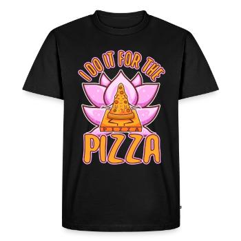 Je le fais pour la pizza - T-shirt Premium bio Homme - noir - Devant - Nico (187cm)