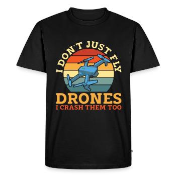 Drone Racing I Don't Just Fly Retro Drone Fpv Race - Men's Premium Organic T-Shirt - black - Front - Nico (187cm)