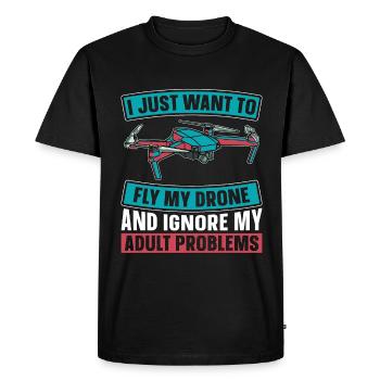 Course de drones Je veux juste piloter ma machine de course - T-shirt Premium bio Homme - noir - Devant - Nico (187cm)