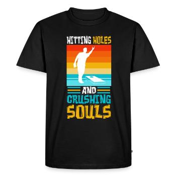 Frapper des trous et écraser des âmes - T-shirt Premium bio Homme - noir - Devant - Nico (187cm)