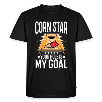 Corn star ton trou est mon objectif - T-shirt Premium bio Homme - noir - Devant - Nico (187cm)