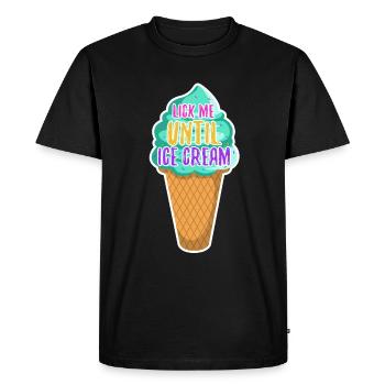 Léchez-moi jusqu’à la crème glacée - T-shirt Premium bio Homme - noir - Devant - Nico (187cm)