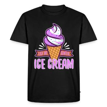 Lick Me Until Ice Cream - Men's Premium Organic T-Shirt - black - Front - Nico (187cm)