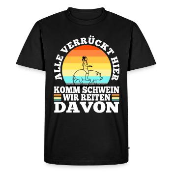 Tout le monde fou ici viens cochon on on va - T-shirt Premium bio Homme - noir - Devant - Nico (187cm)