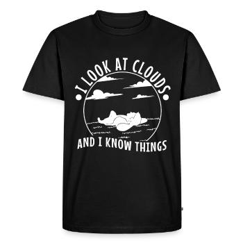 Je regarde les nuages et je sais des choses - T-shirt Premium bio Homme - noir - Devant - Nico (187cm)