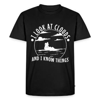 Je regarde les nuages et je sais des choses - T-shirt Premium bio Homme - noir - Devant - Nico (187cm)