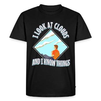 Je regarde les nuages et je sais des choses - T-shirt Premium bio Homme - noir - Devant - Nico (187cm)