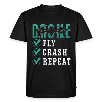 Drone Racing Fly Crash Repeat Fpv Race Quadcopter - Men's Premium Organic T-Shirt - black - Front - Nico (187cm)