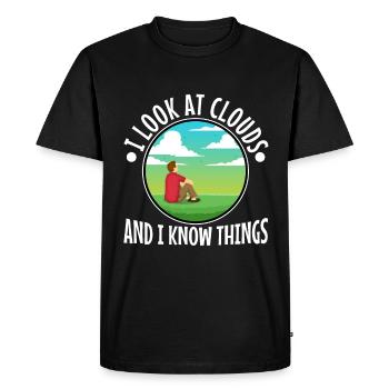 Je regarde les nuages et je sais des choses - T-shirt Premium bio Homme - noir - Devant - Nico (187cm)