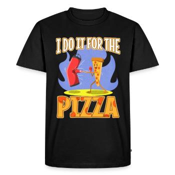 I do it for the Pizza - Men's Premium Organic T-Shirt - black - Front - Nico (187cm)