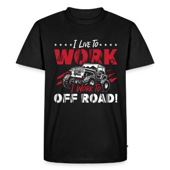 Course hors route Je vis pour travailler Je travaille pour courir voiture - T-shirt Premium bio Homme - noir - Devant - Nico (187cm)