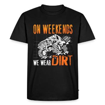 Course hors route Le week-end, nous portons du motocross hors route - T-shirt Premium bio Homme - noir - Devant - Nico (187cm)