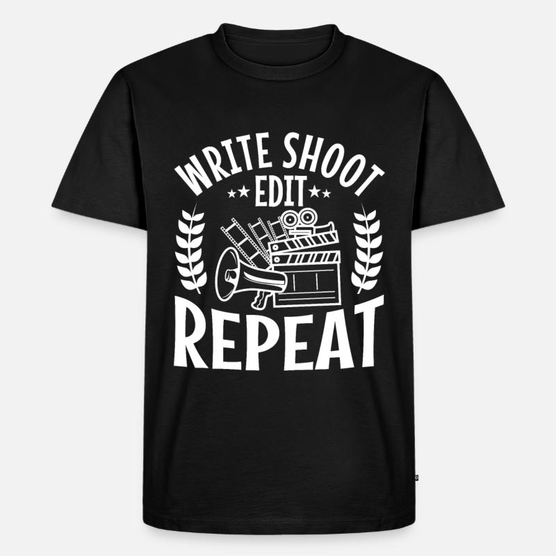 Write Shoot Edit Repeat - Männer Premium Bio T-Shirt - Schwarz