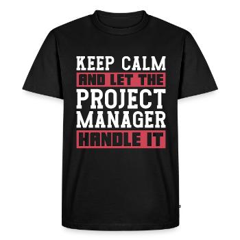 Gestion de projet Restez calme et laissez le chef d’équipe - T-shirt Premium bio Homme - noir - Devant - Nico (187cm)