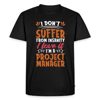 Gestion de projet Je ne souffre pas de chef d’équipe - T-shirt Premium bio Homme - noir - Devant - Nico (187cm)