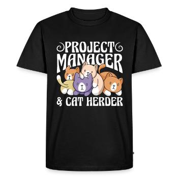 Project Manager & Cat Herder Management Project - Men's Premium Organic T-Shirt - black - Front - Nico (187cm)