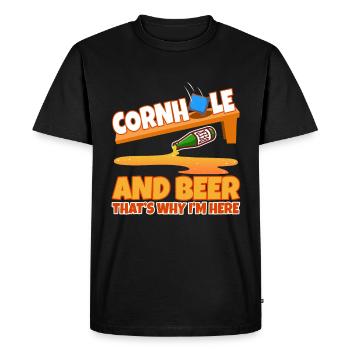 Cornhole and beer that's why im here - Men's Premium Organic T-Shirt - black - Front - Nico (187cm)