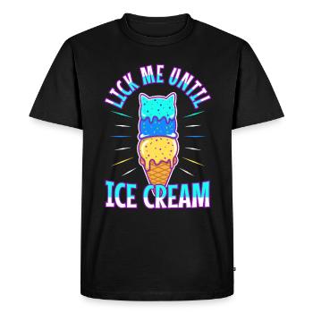 Léchez-moi jusqu’à la crème glacée - T-shirt Premium bio Homme - noir - Devant - Nico (187cm)